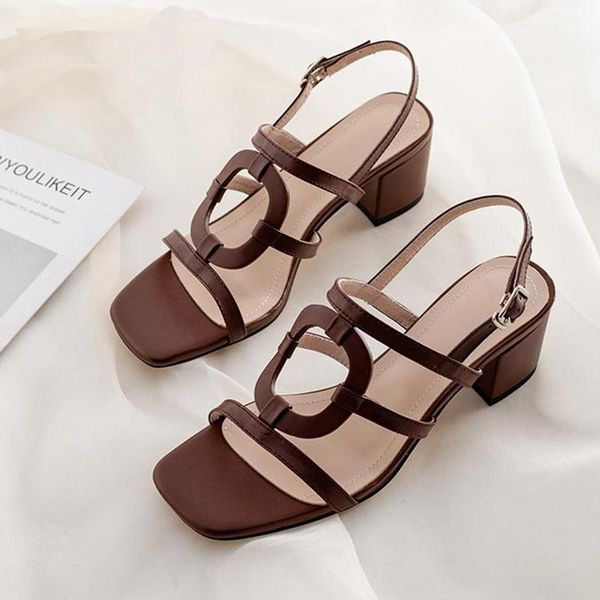 

high heels sandals women's shoes genuine leather buckle straps peep toe elegant gladiator mujer, Black