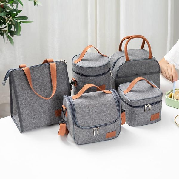 

storage bags gray waterproof cooler lunch for women kid school work high capacity picnic thermal bag box drink fruit