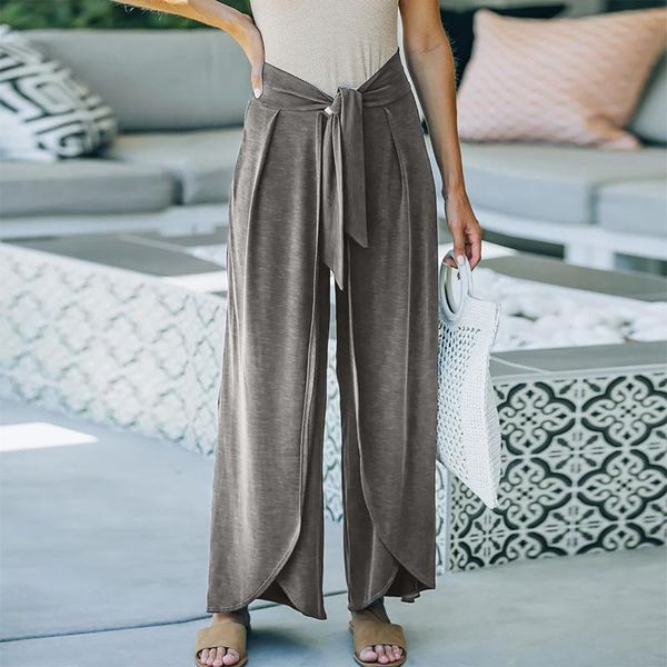 

women's pants & capris vintage solid women oversized wide leg casual loose bottoms long ruffles trousers sports fitness, Black;white