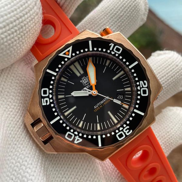 

wristwatches 2021 steeldive bronze watch sd1969s 1200m water resistant nh35 automatic bi-direction bezel dive, Slivery;brown