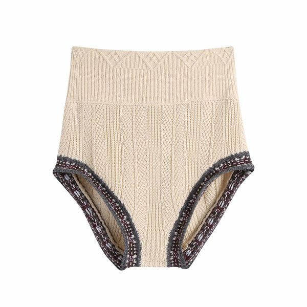 

women's shorts vintage woman beige patchwork knitted triangle spring autumn fashion ladies thick female chic short pbd0, White;black