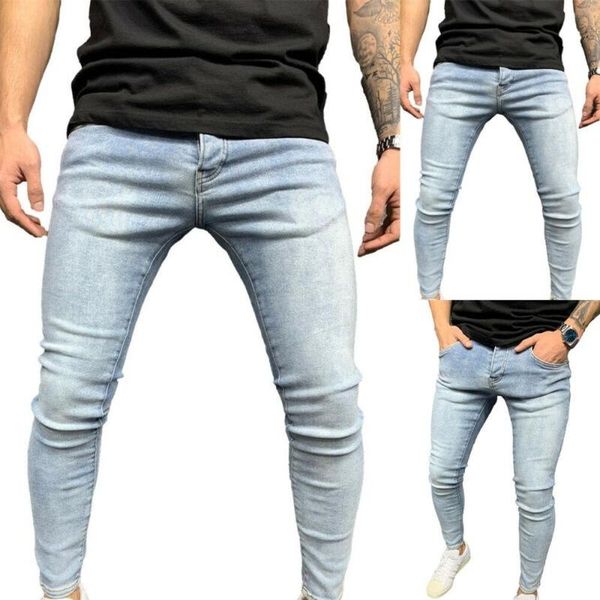 

men's pants men stretch slim fit jeans denim jogger workout outdoor casual trousers, Black