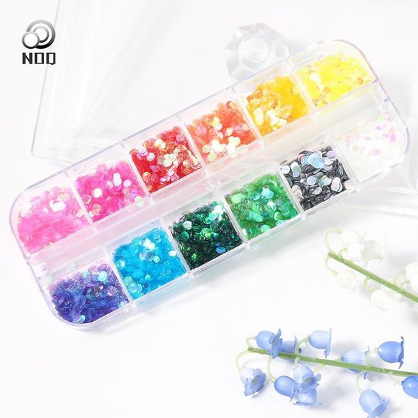 

1case 12 colors pet nail giltter round powder sequins set for fake nails art tips decoration manicure supplies tool1, Silver;gold