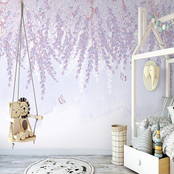 

custom po wall home decor 3d purple flower vine romantic bedroom living room sofa tv background covering mural wallpaper wallpapers