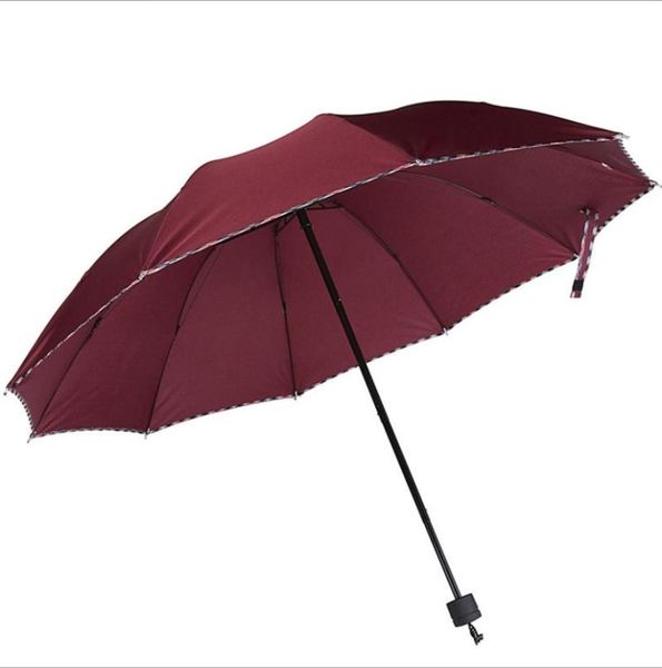 

umbrellas three-folding black coating covered edge style rainy 10 ribs umbrella