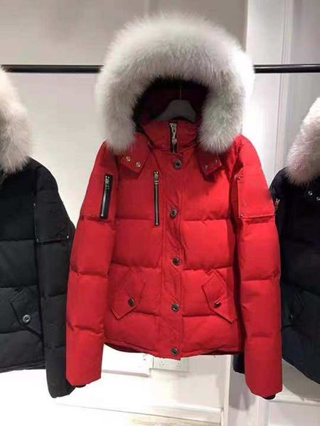 

white fur collar red mens womens moose down jacket outwear outdoor doudoune man women winter coat parkas canada knuckles warm clothings, Black