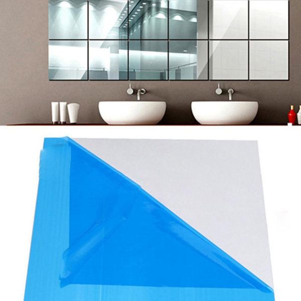 

pieces flexible mirror sheets self-adhesive plastic tiles non-glass stickers for home decoration window