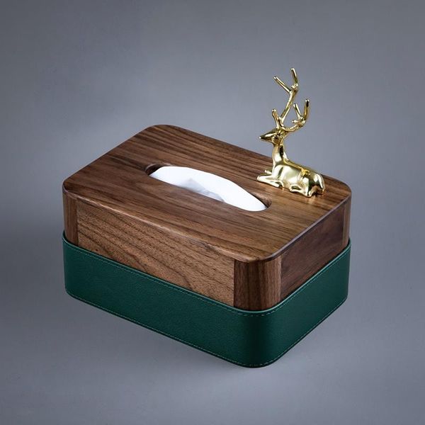 

tissue boxes & napkins walnut box brass bird solid wood napkin table decor diningroom livingroom el nordic classic storager