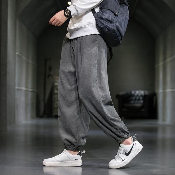 

men's pants mrgb 2021 autumn corduroy men harem casual japanese style fashion oversize male trousers vintage wide leg 5xl, Black