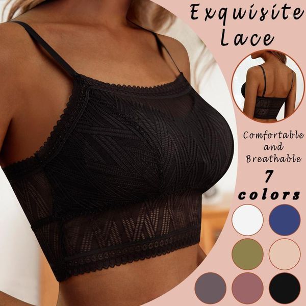 

camisoles & tanks sweet women bra summer fashion sheer lace floral bralette bras girls strappy lingerie underwear wire sexy, Black;white