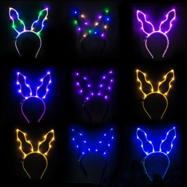 

party decoration glowing lights horn headwear headband flash hair hoop carnival christmas supplies led accessories for girl gift
