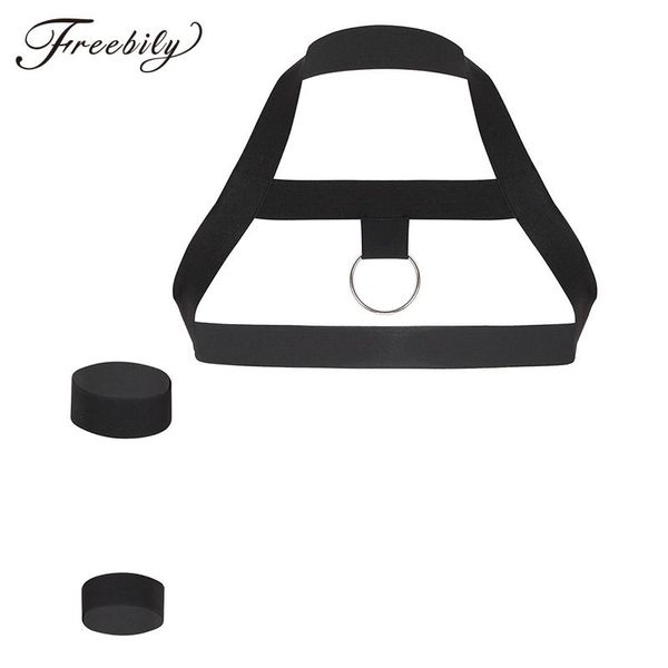 

bras sets mens halter neck elastic shoulder chest muscle harness belt with armband and wristband fancy club party costume strap accessory, Red;black