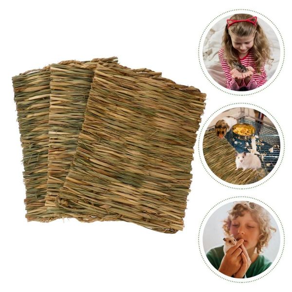 

small animal supplies 3pcs grass mat woven bed cushion bedding for animals