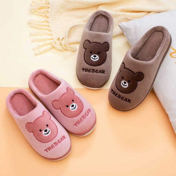 

cotton slippers women's winter indoor bag heel household shoes lovers cartoon warm and fluffy slippers p0828, Black