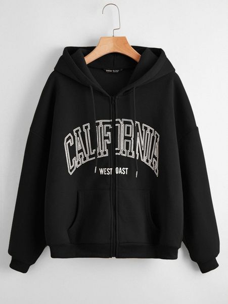 

letter graphic drop shoulder thermal drawstring hoodie n40s#, White;black