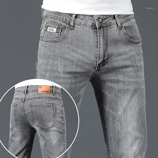 

men's jeans 2021 men gray blue classic fashion designer denim skinny casual slim fit trousers