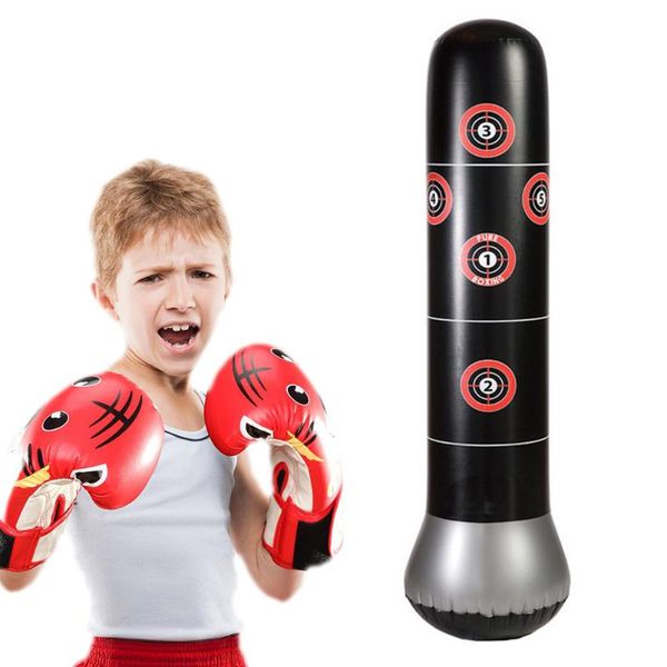 

sand bag inflatable punching fitness tower tanding de-stress boxing target power for exercise #35
