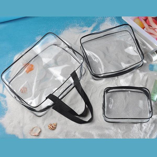 

storage bags travel pvc cosmetic women transparent clear zipper makeup organizer bath wash make up tote handbags case waterproof