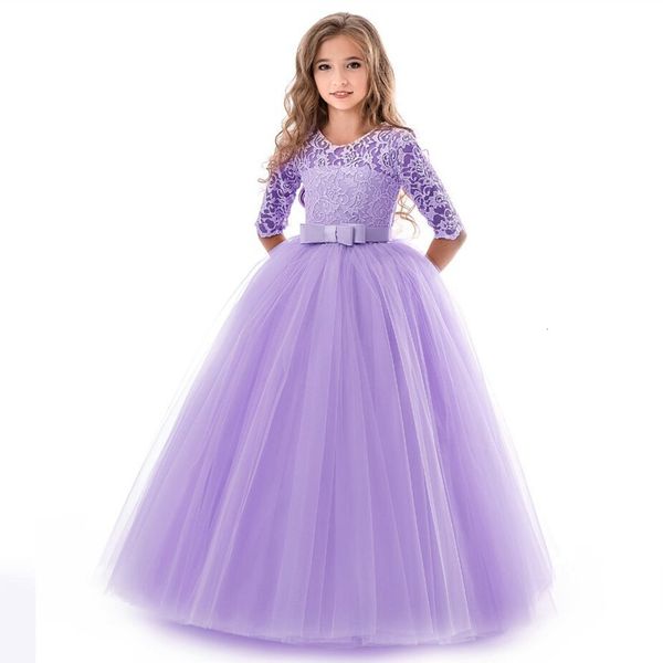 

girl's new teenage girl princess lace solid dress kids flower embroidery dresses for girls children prom party wear red ball gown c0228, Red;yellow
