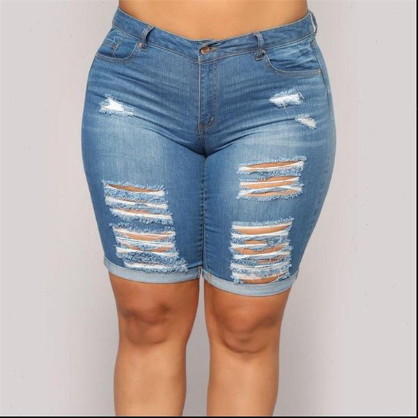 

women short 5xl plus size denim shorts summer ripped jeans fashion casual skinny quality, White;black