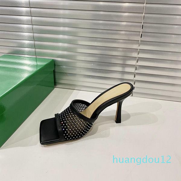 

designer- slipper women beautiful pointed clear high heel stilettos pump summer shoe slippers size 35-40, Black