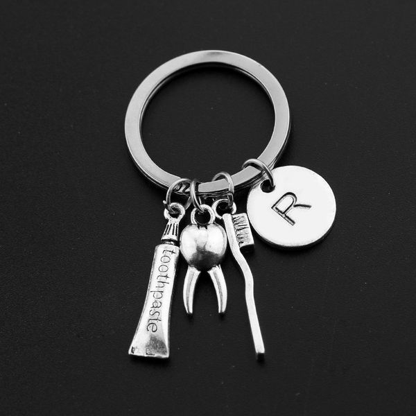 

fashion dentist keychain creative toothbrush toothpaste tooth pendant keyring for men women car key chain charm accessories, Silver