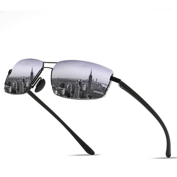 

sunglasses punk rimless rectangle polarized men women vintage shades uv400 driving sun glass frameless gradient fashion eyewear, White;black