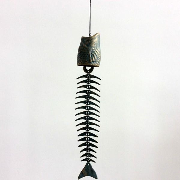 

decorative objects & figurines retro metal fish bone wind chimes wrought iron ornaments creative home decoration flat cast