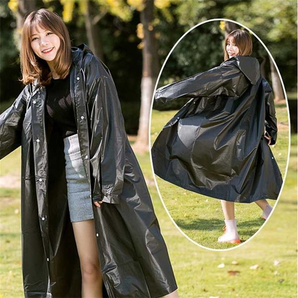 Mode EVA Frau Herren Regenmantel verdicken wasserdicht Poncho Erwachsene transparent Camping Hoodie Set Vari 211025