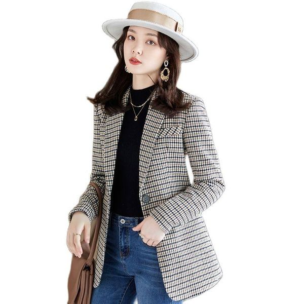 

women's suits & blazers korean autumn sports jacket oversized clothing plaid office spring, White;black