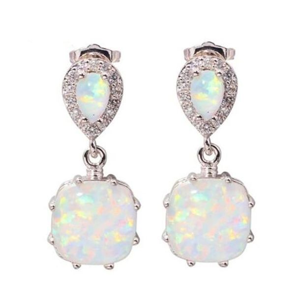 

fashion women round drop earring blue white opal earings silver color long dangle earrings for wedding brincos jewelry & chandelier