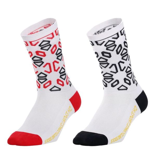 

cycling socks breathable mid length compression training for outdoor sports runing hiking climbing men women racing jackets, Black;red