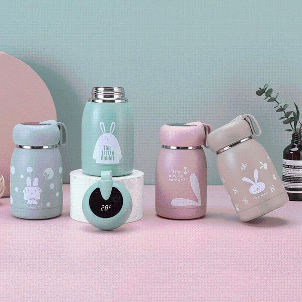 

water bottles 304 intelligent temperature measurement insulation cup cute cartoon potbelly stainless steel