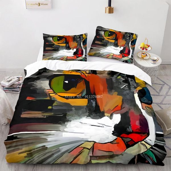 

bedding sets cartoon pet cat set animal print duvet cover pillowcase 2/3 pcs home textiles single twin child bedroom bedclothes