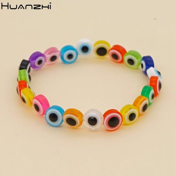 

charm bracelets trendy bohemia colorful hand made weave acrylic eye beads round bracelet for women summer jewelry huanzhi 2021, Golden;silver