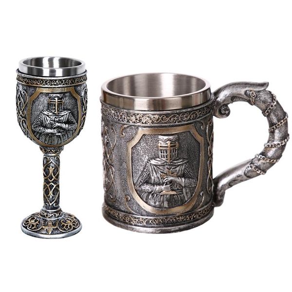 Mugs Médiéval Templier Crusader Knight Mug Suit Of Armor The Cross Beer Stein Tankard Coffee Cup