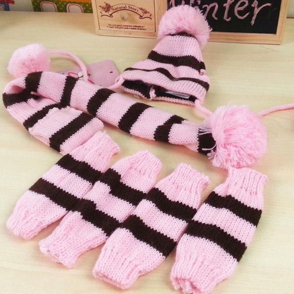 

dog apparel pet clothes in winter to keep warm three-piece hat elbow scarves teddy bear autumn