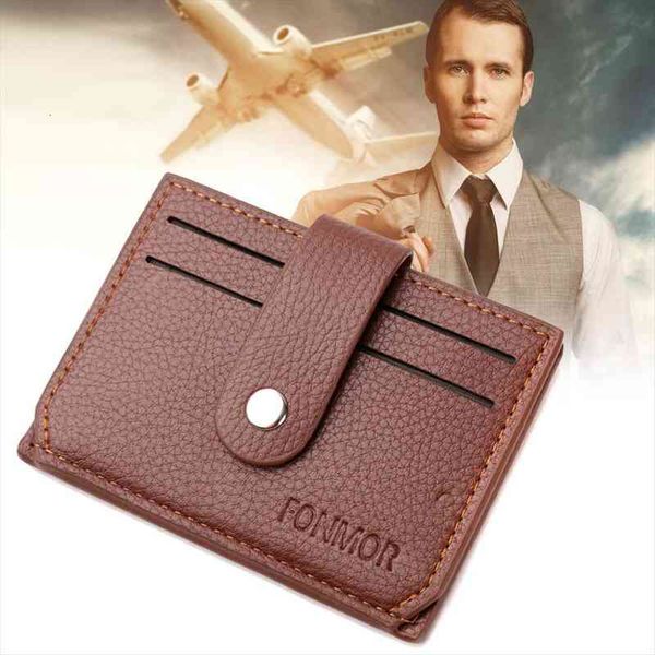 

men mini pu leather card bag holder purse id credit wallet xin, Red;black