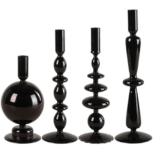 

candle holders nordic black glass taper holder candlestick party bathroom table centerpiece po props decor