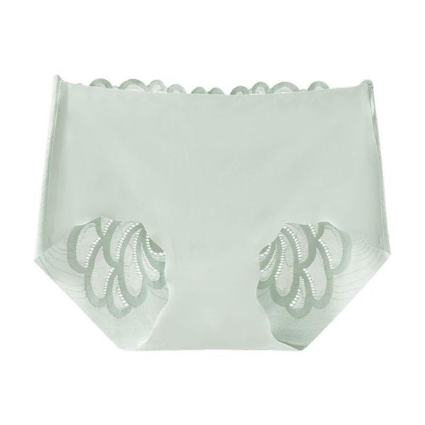 

women's panties high waist breathable physiological underpants hollow ice silk seamless pure cotton health briefs short, Black;pink