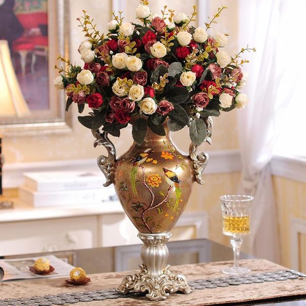 

vases europe luxury classical handicraft resin vase figurine livingroom deskflower bird ornament home furnishing decoration craft