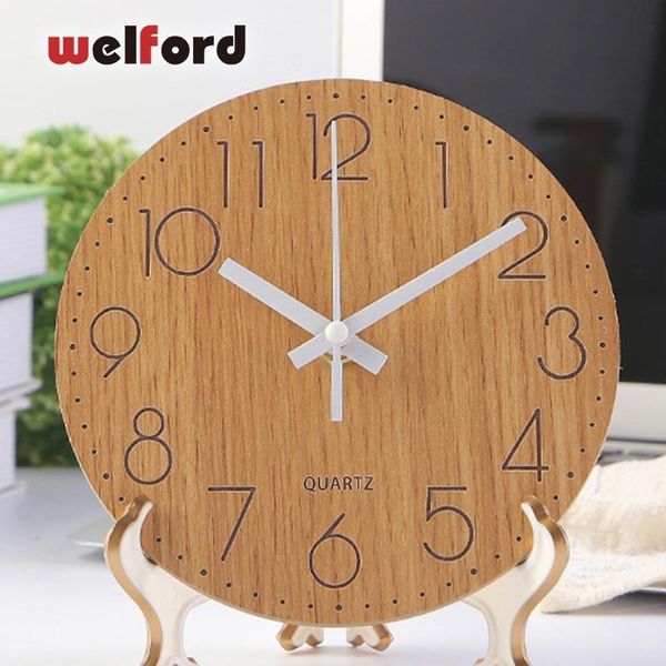 

desk & table clocks creative wooden clock european circular bedroom decor for student office deskwatch home