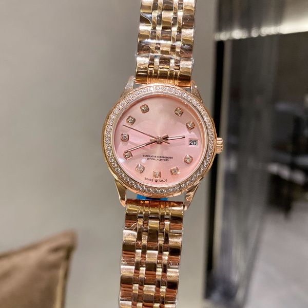 

ladies fashion watch 316 stainless steel case crystal diamond high strength glass mirror 31mm, Slivery;brown