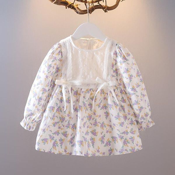 

girl's dresses spring fall born baby girls clothes floral long sleeve dress for clothing 1 year infant birthday, Red;yellow