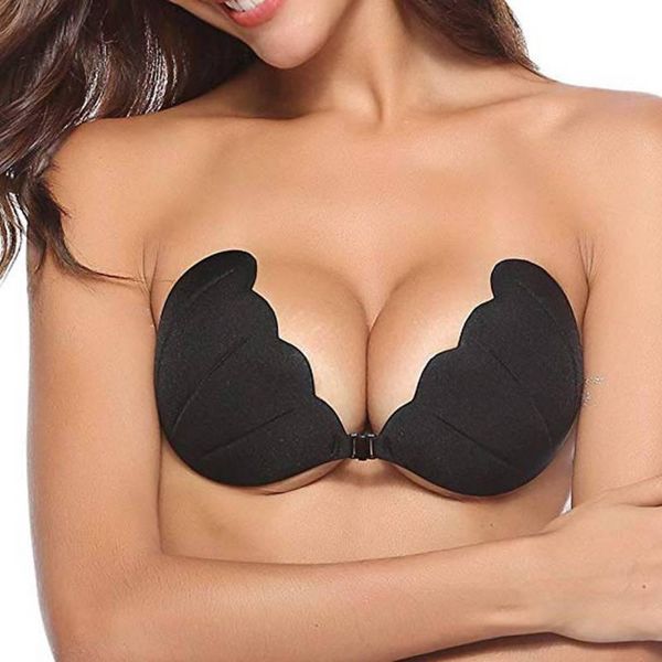 

bras silicone for women seashell shape push up bra female strapless backless sticky gel invisible lingeries brallete, Red;black