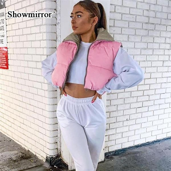

women's vests showmirror two-tone sleeveless coat women hipster fashion drawstring mercerized cotton solid casual streetwear female clo, Black;white