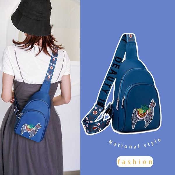 

women embroidery shoulder bag ladies cute alpaca bagpack teenage girl soft leather chest bags for messenger waist