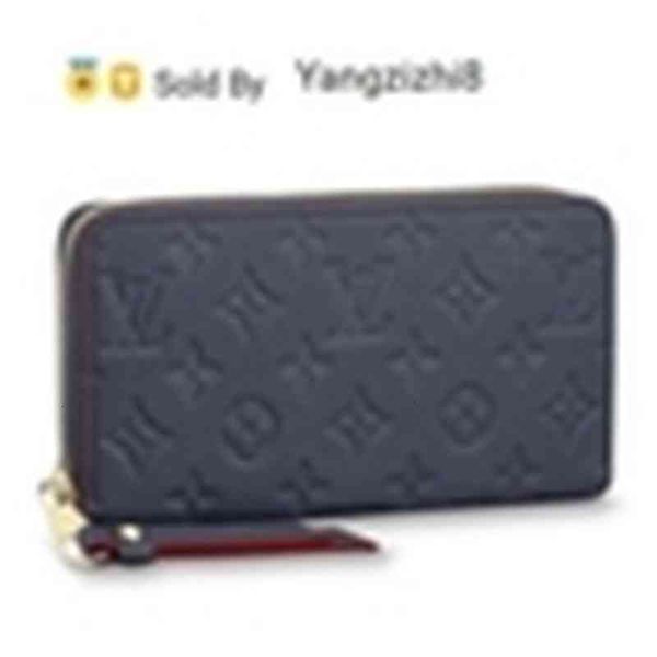 

yangzizhi8 navy m62121 zippy wallet embossing 2019 blue real caviar lambskin chain flap bag long chain wallets key card holders purse, Black;red