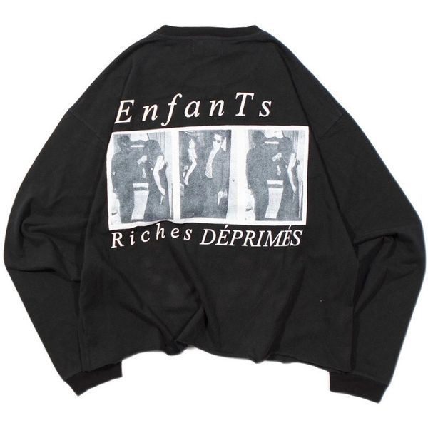 

men's t-shirts loose erd long sleeve t-shirt tee bully retro e.r.d oversized t shirt wpmd, White;black