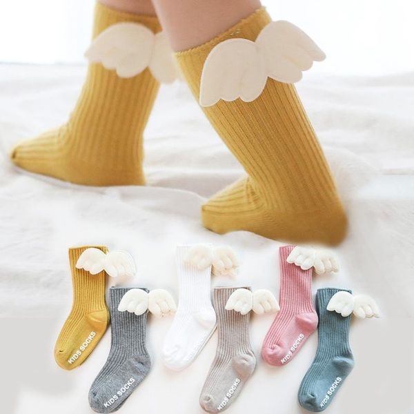 

cartoon born baby socks angel wing girl boy knee cotton toddler infant girls high, Pink;yellow